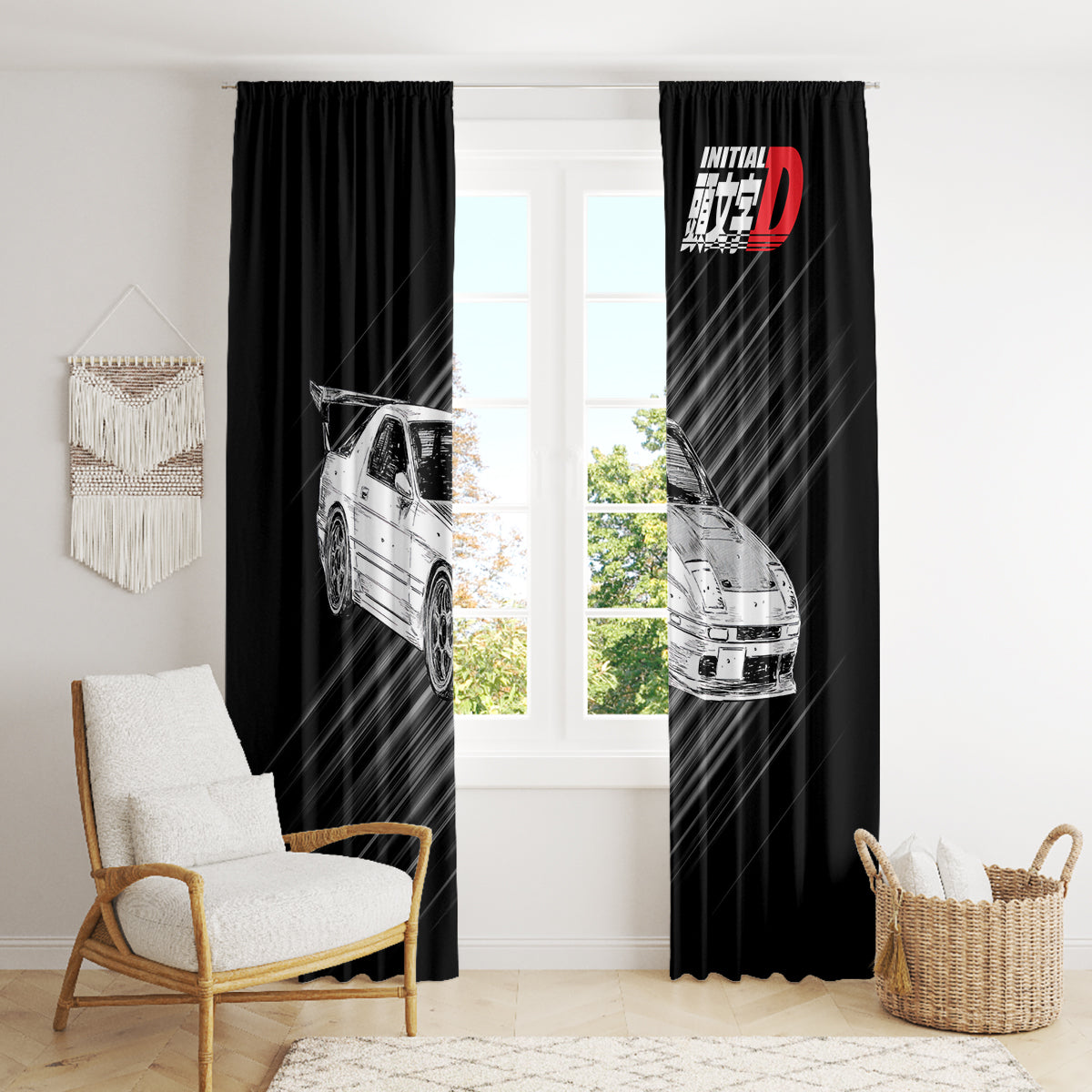 Ryosuke Takahashi RX-7 Initial D Window Curtain Manga Mix Anime Style