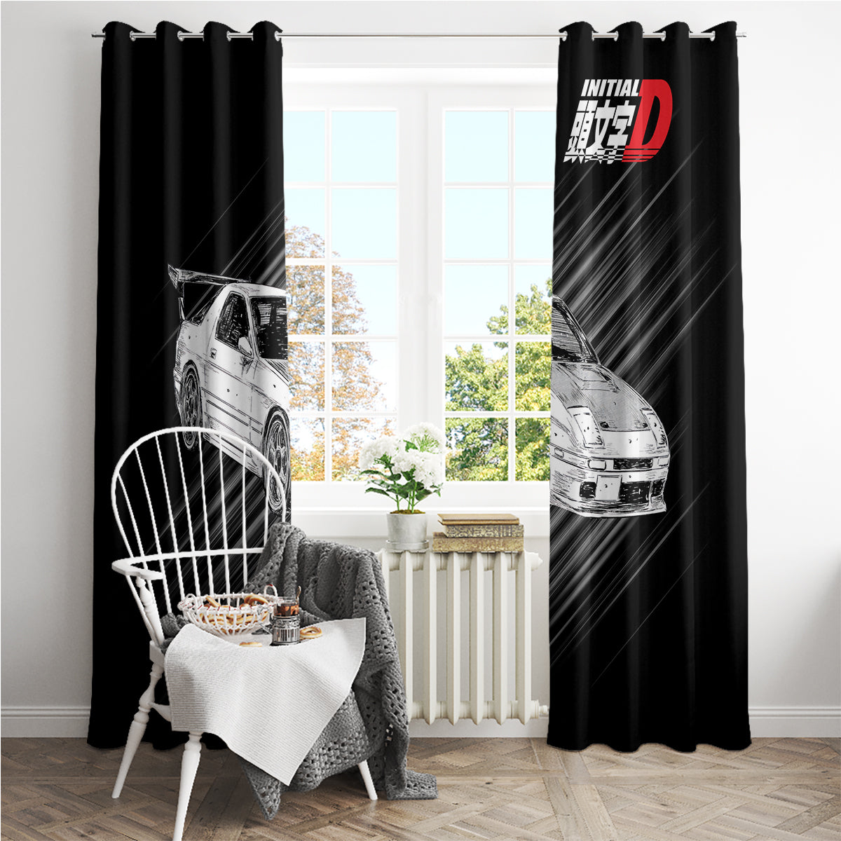 Ryosuke Takahashi RX-7 Initial D Window Curtain Manga Mix Anime Style