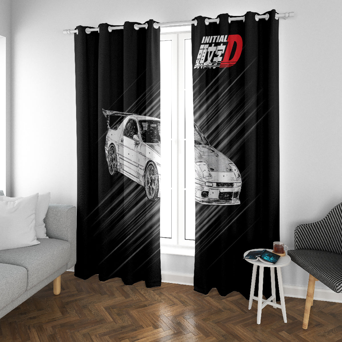 Ryosuke Takahashi RX-7 Initial D Window Curtain Manga Mix Anime Style