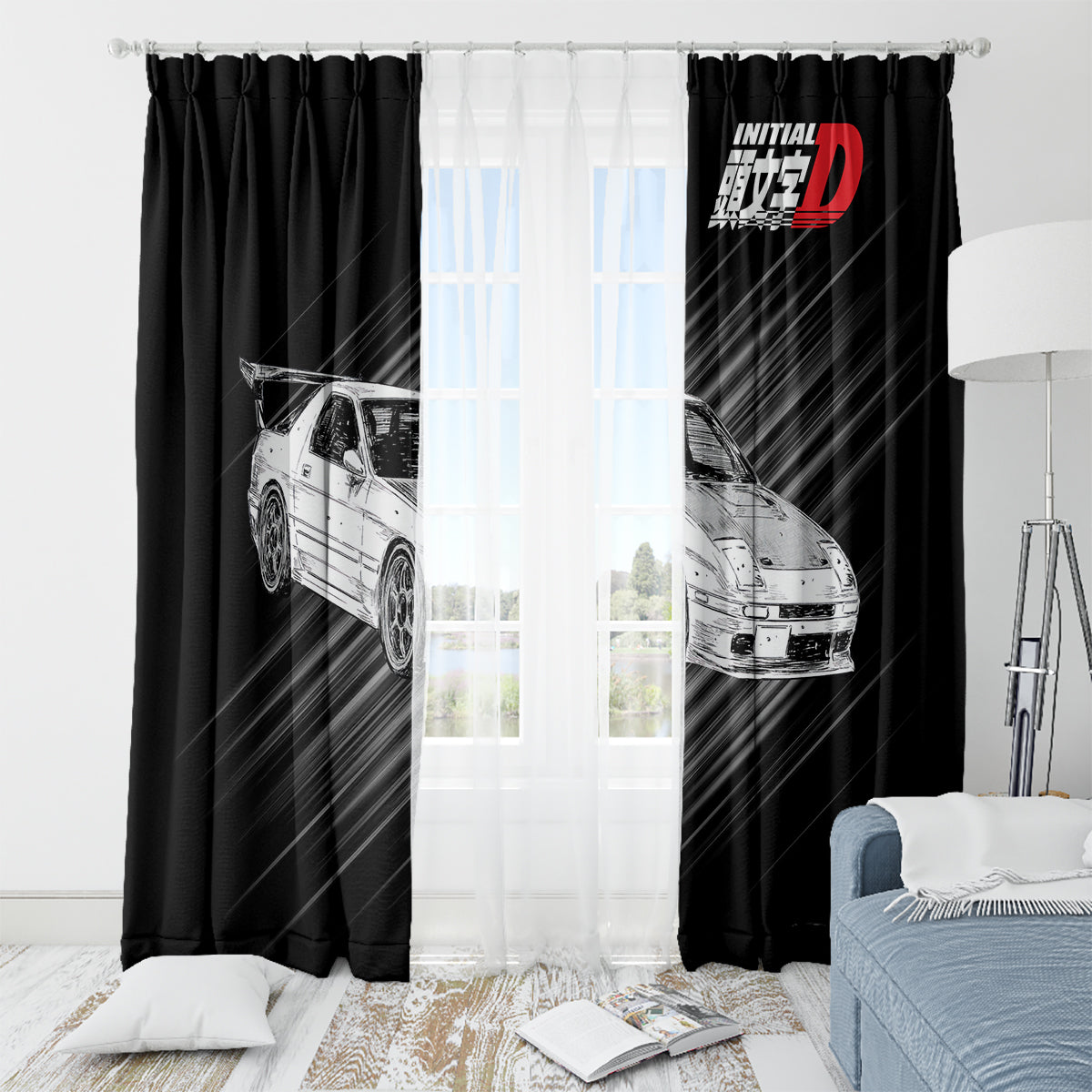 Ryosuke Takahashi RX-7 Initial D Window Curtain Manga Mix Anime Style
