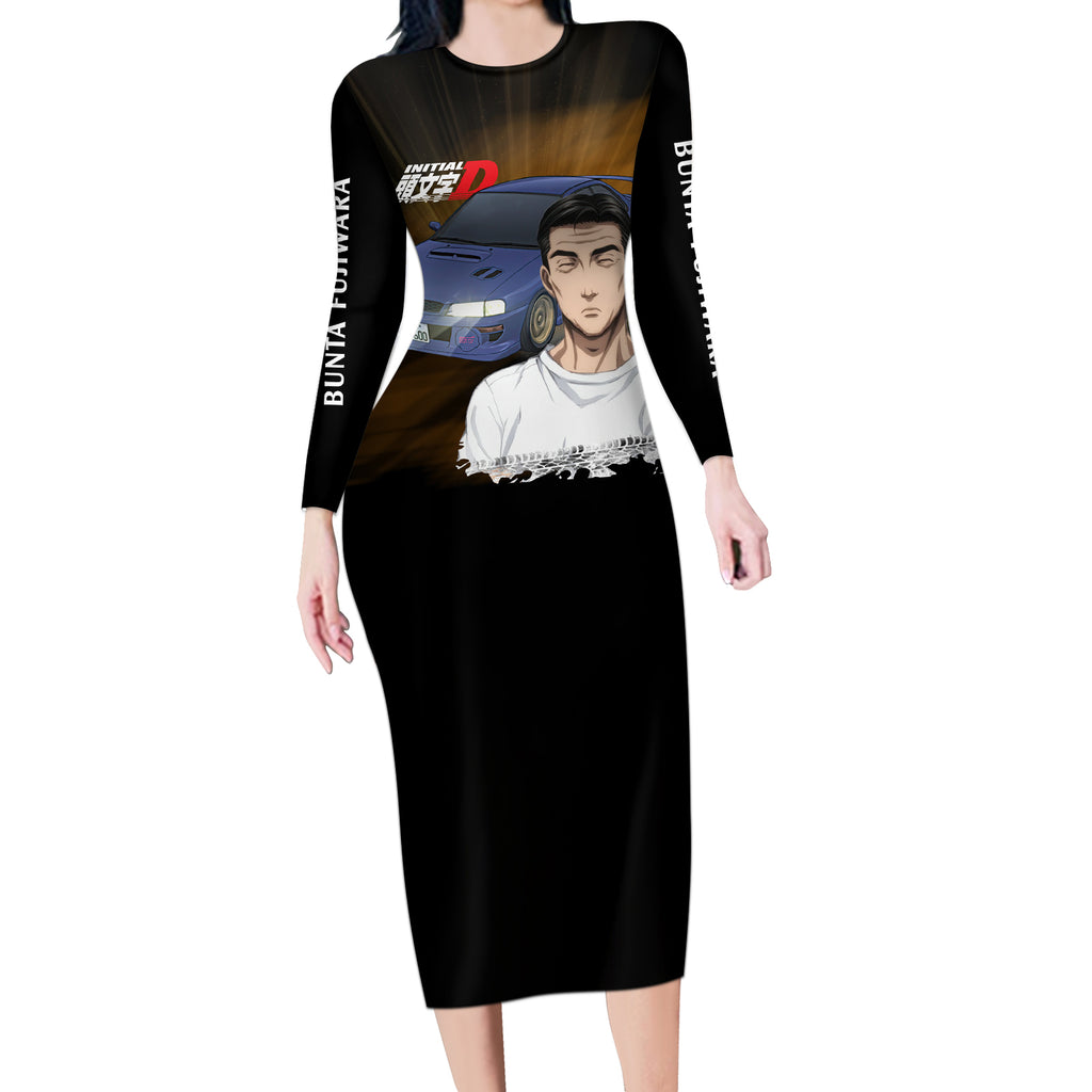 Bunta Fujiwara Initial D Long Sleeve Bodycon Dress Manga Mix Anime Style