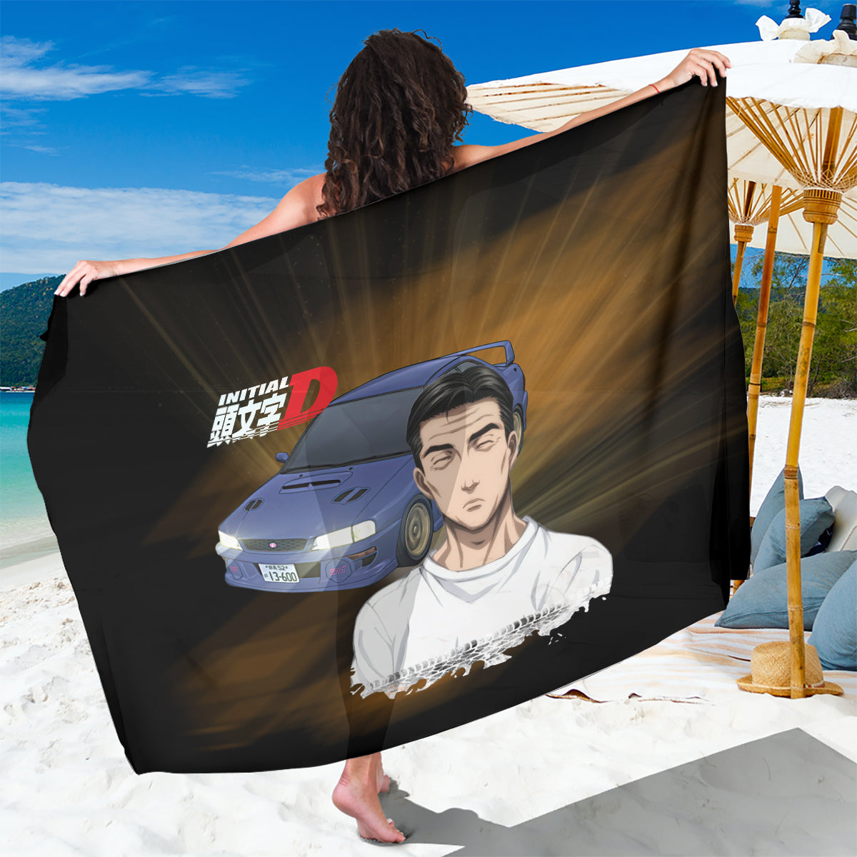 Bunta Fujiwara Initial D Sarong Manga Mix Anime Style