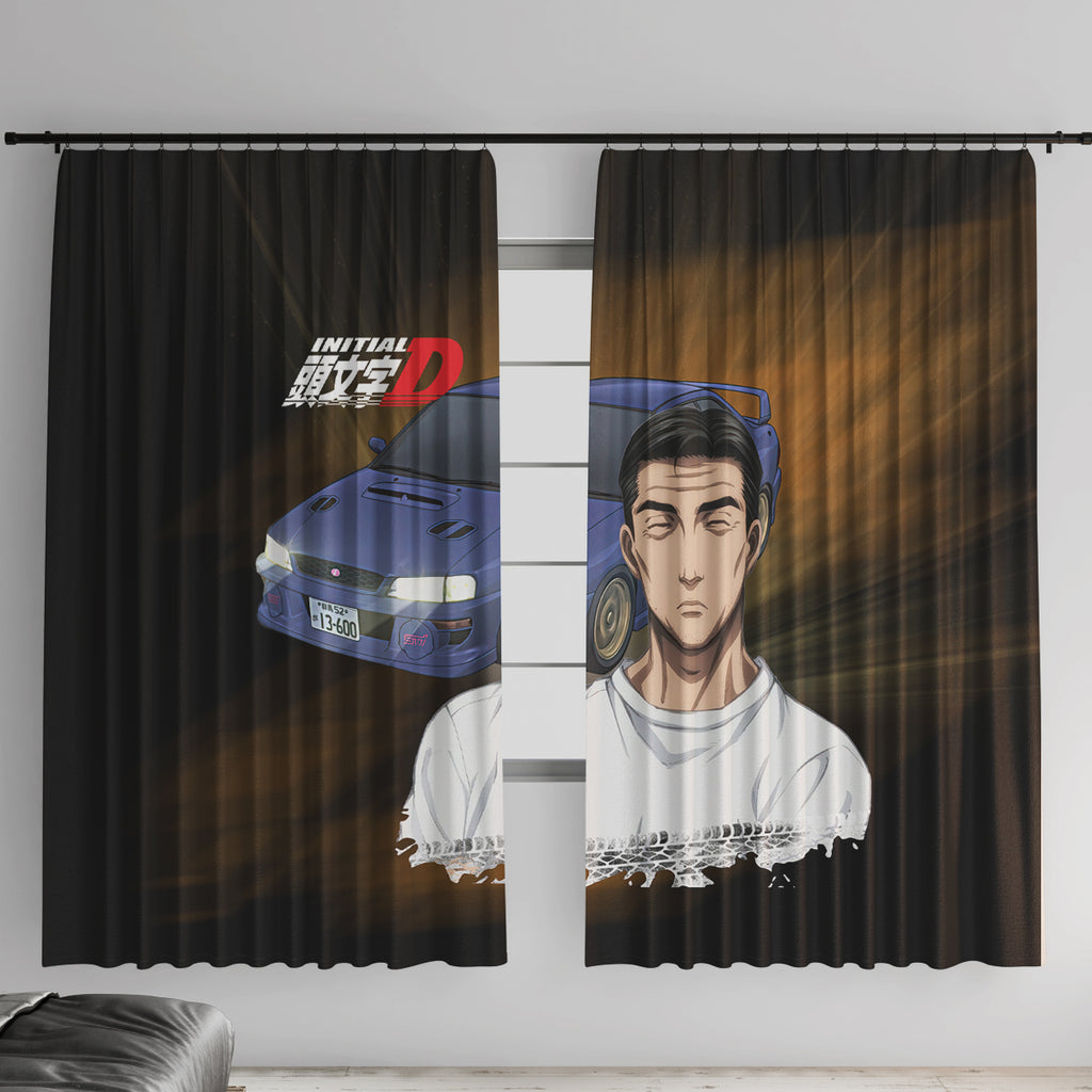 Bunta Fujiwara Initial D Window Curtain Manga Mix Anime Style