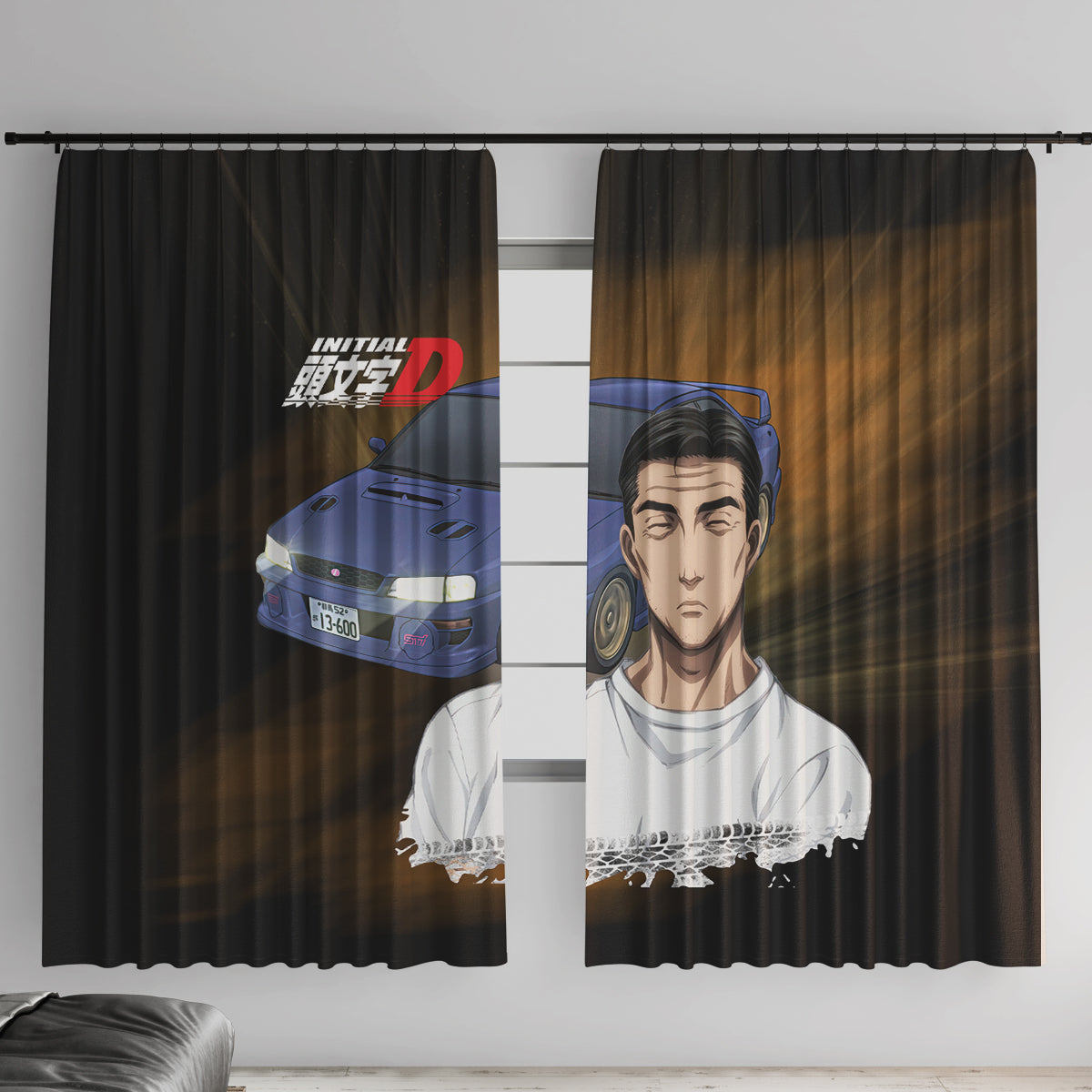 Bunta Fujiwara Initial D Window Curtain Manga Mix Anime Style
