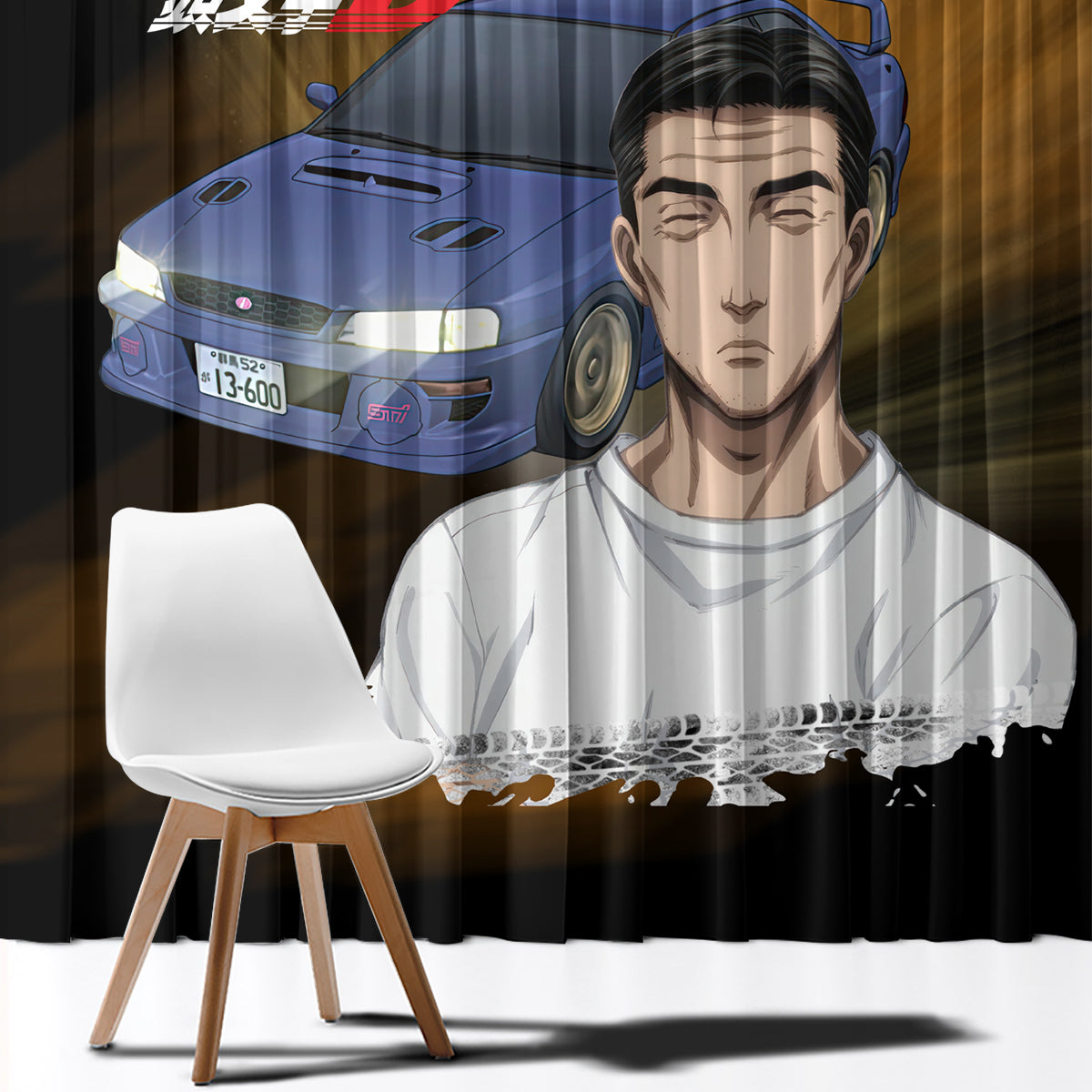 Bunta Fujiwara Initial D Window Curtain Manga Mix Anime Style