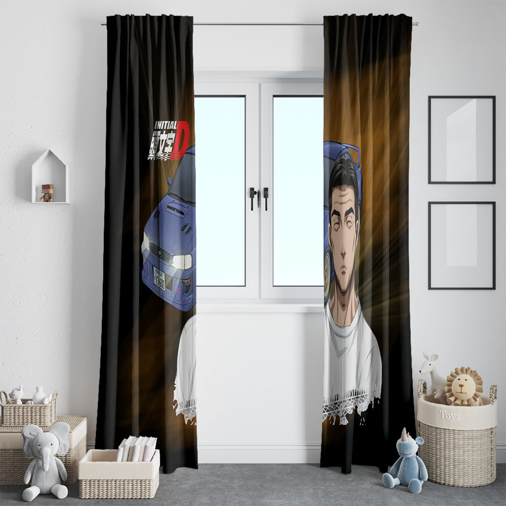 Bunta Fujiwara Initial D Window Curtain Manga Mix Anime Style