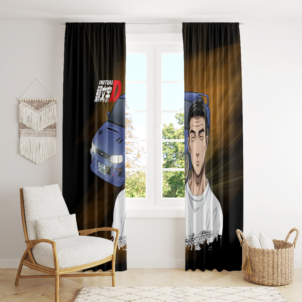 Bunta Fujiwara Initial D Window Curtain Manga Mix Anime Style