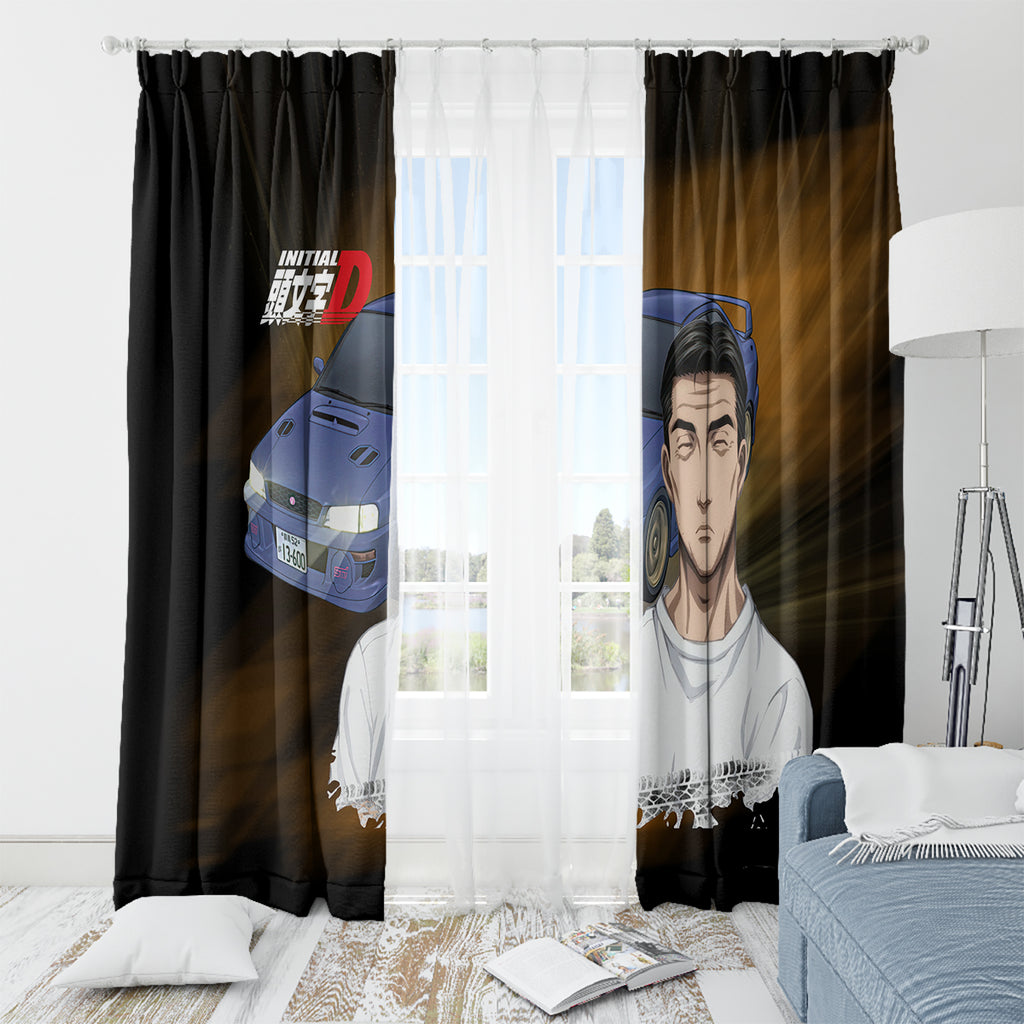 Bunta Fujiwara Initial D Window Curtain Manga Mix Anime Style