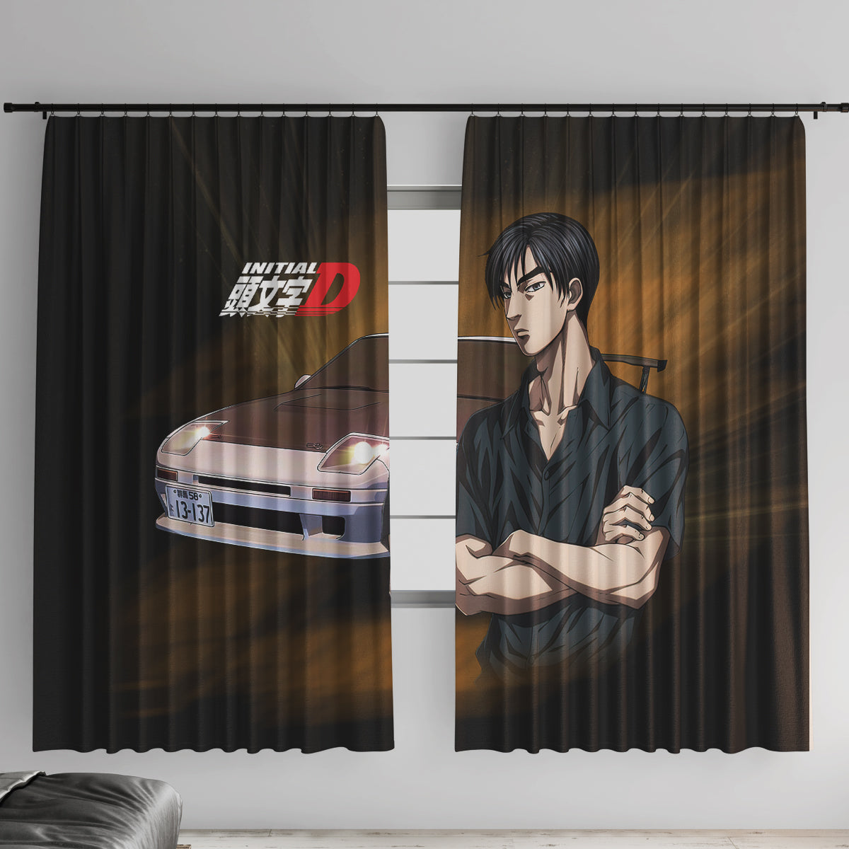 Ryouske Takahashi Initial D Window Curtain Manga Mix Anime Style