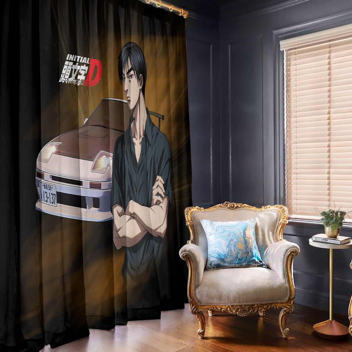Ryouske Takahashi Initial D Window Curtain Manga Mix Anime Style