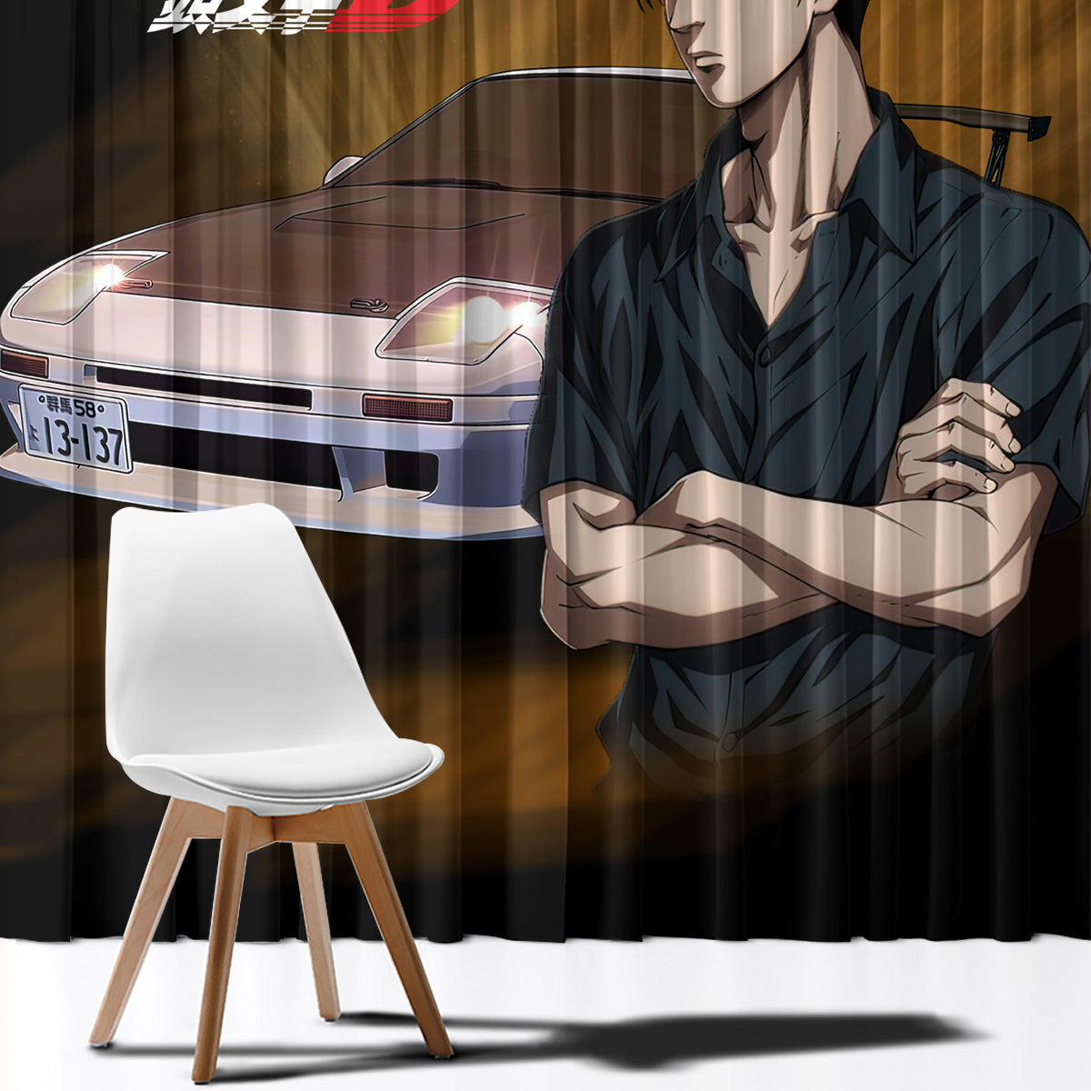 Ryouske Takahashi Initial D Window Curtain Manga Mix Anime Style