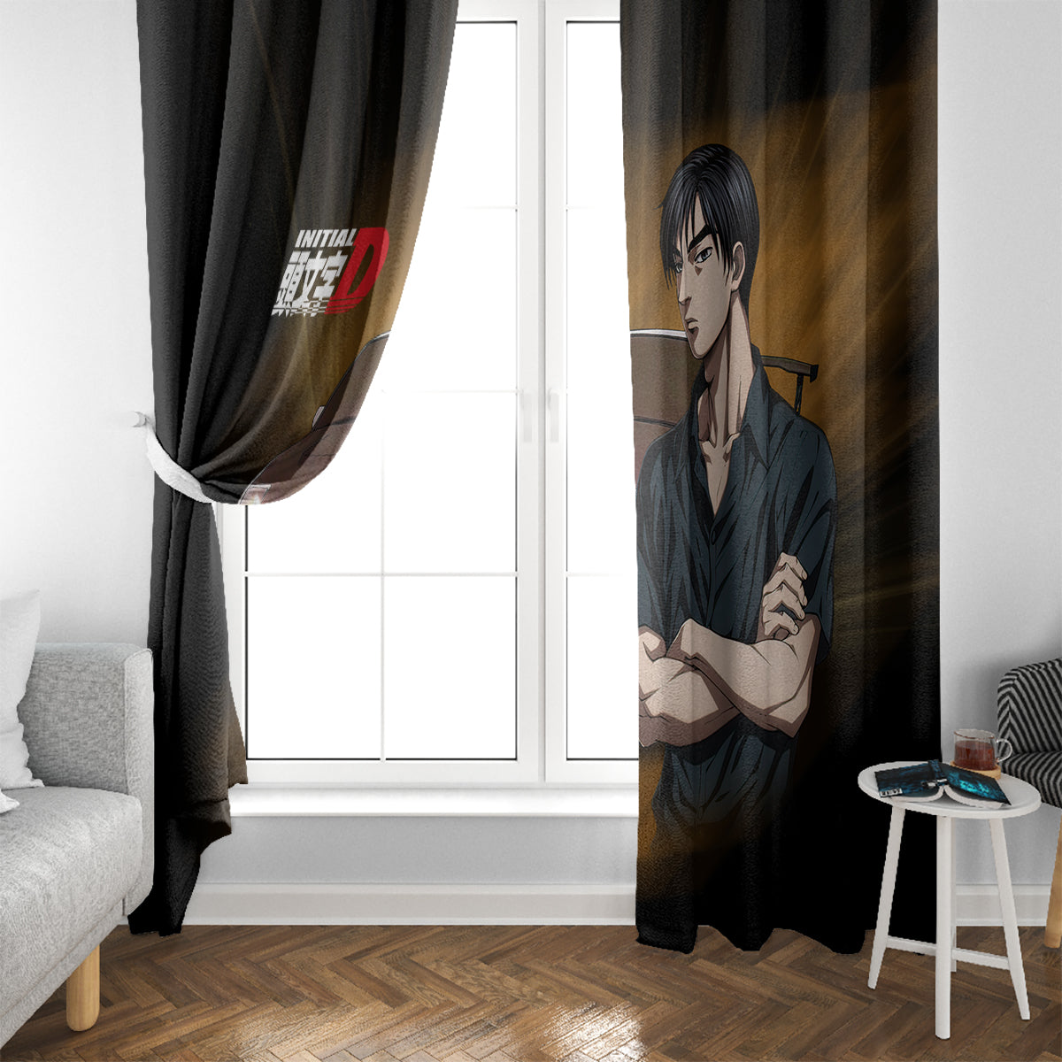 Ryouske Takahashi Initial D Window Curtain Manga Mix Anime Style