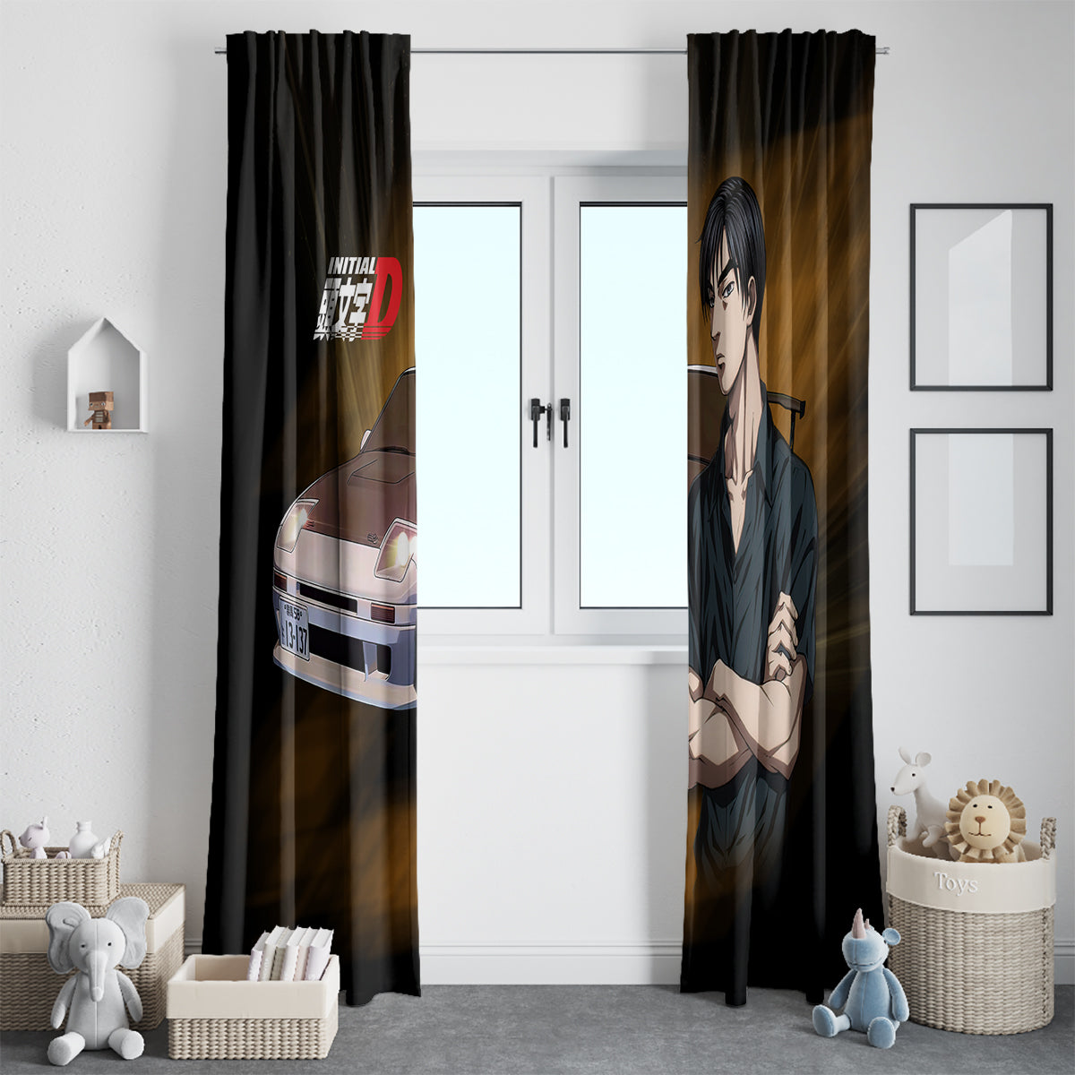 Ryouske Takahashi Initial D Window Curtain Manga Mix Anime Style