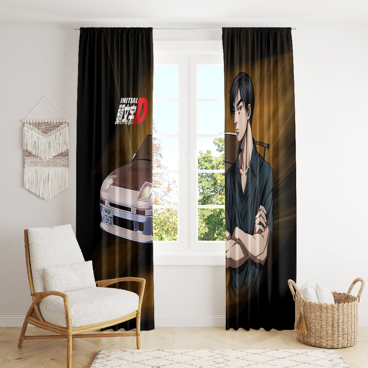 Ryouske Takahashi Initial D Window Curtain Manga Mix Anime Style