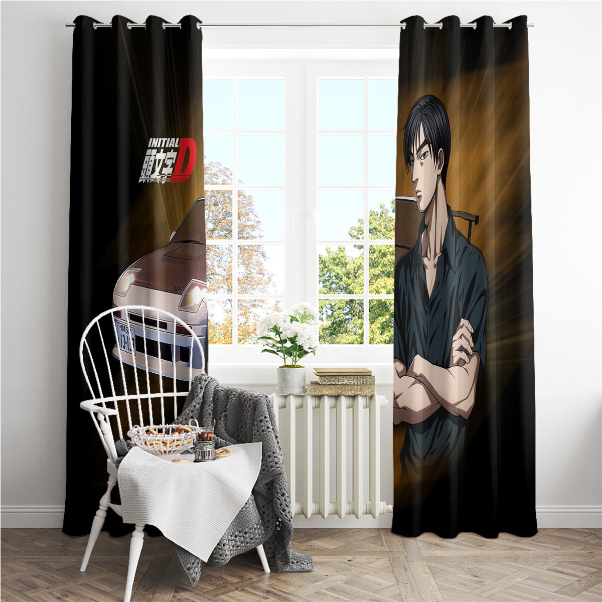 Ryouske Takahashi Initial D Window Curtain Manga Mix Anime Style