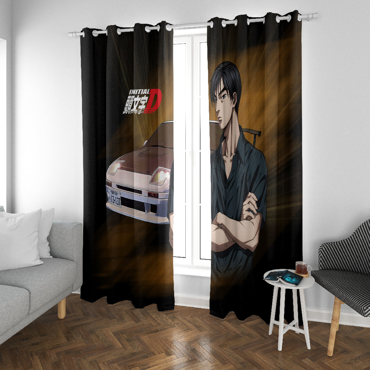 Ryouske Takahashi Initial D Window Curtain Manga Mix Anime Style