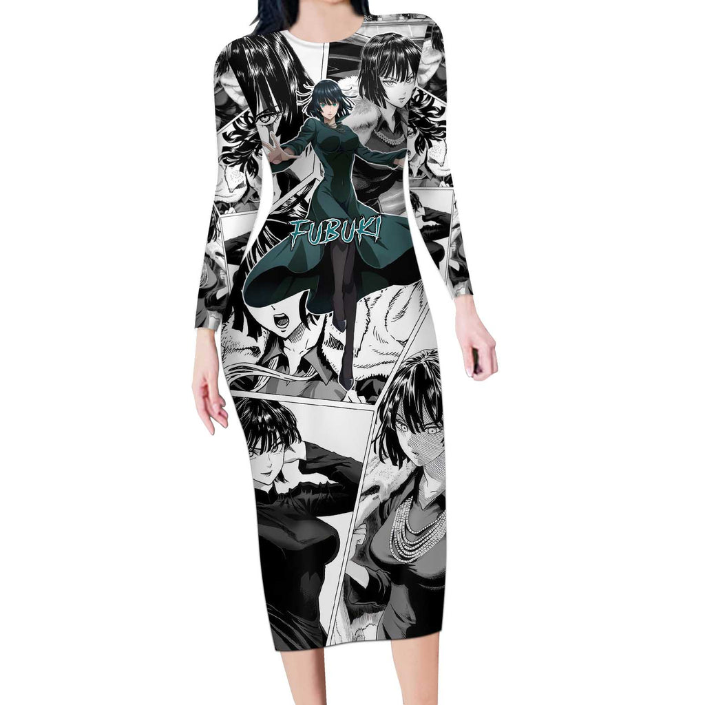 Fubuki - One Punch Man Long Sleeve Bodycon Dress Anime Mix Manga Style