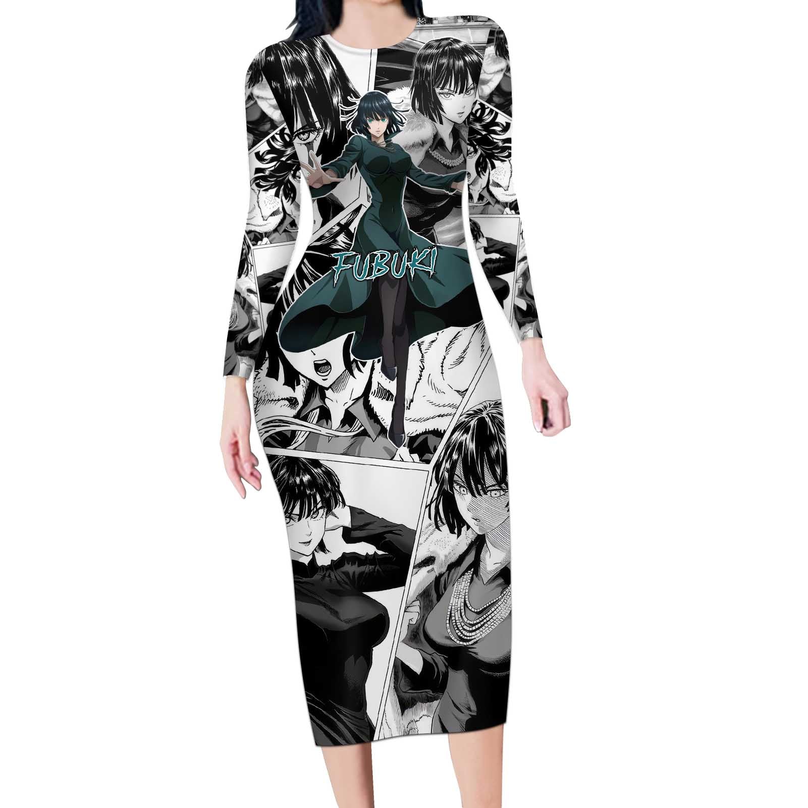 Fubuki - One Punch Man Long Sleeve Bodycon Dress Anime Mix Manga Style