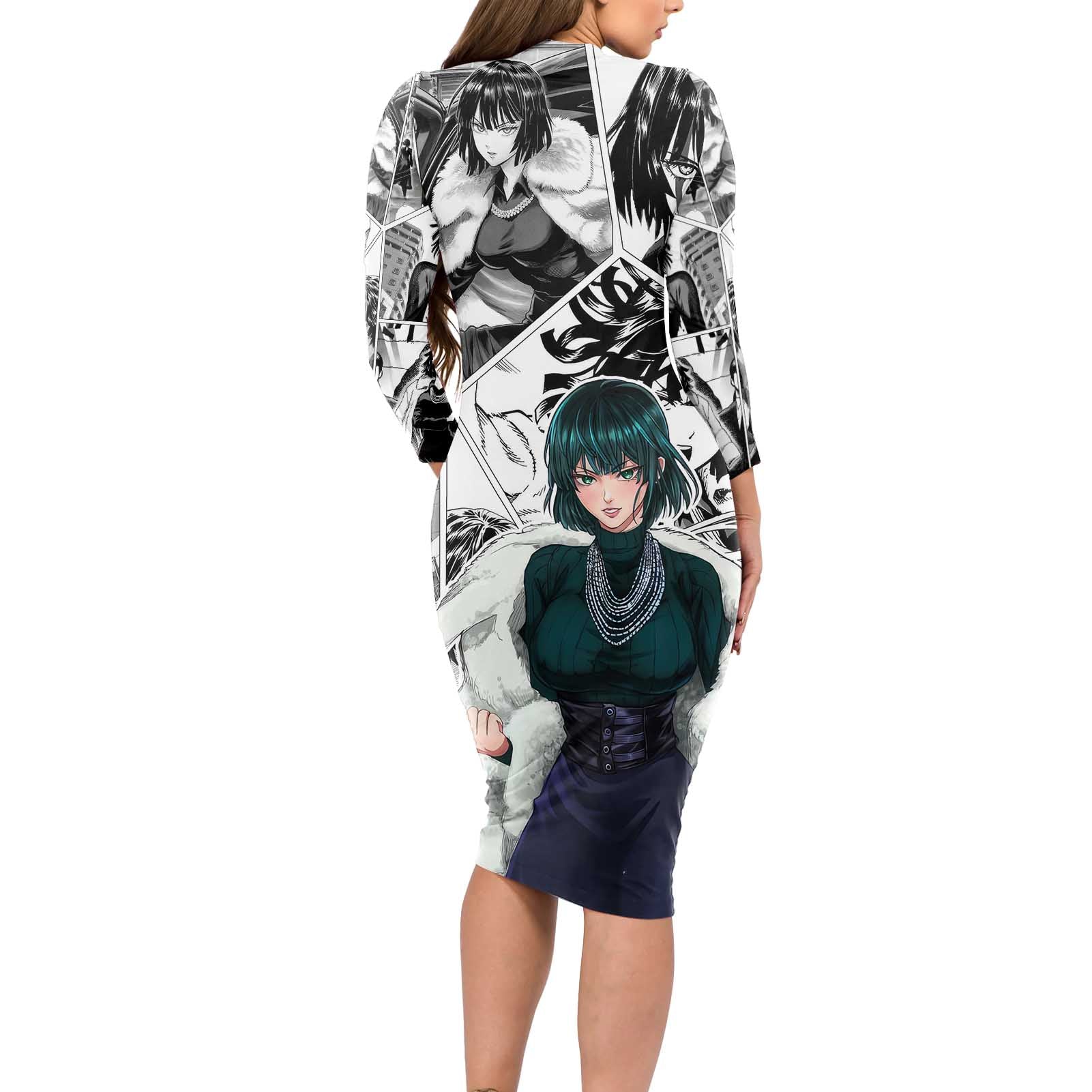 Fubuki - One Punch Man Long Sleeve Bodycon Dress Anime Mix Manga Style
