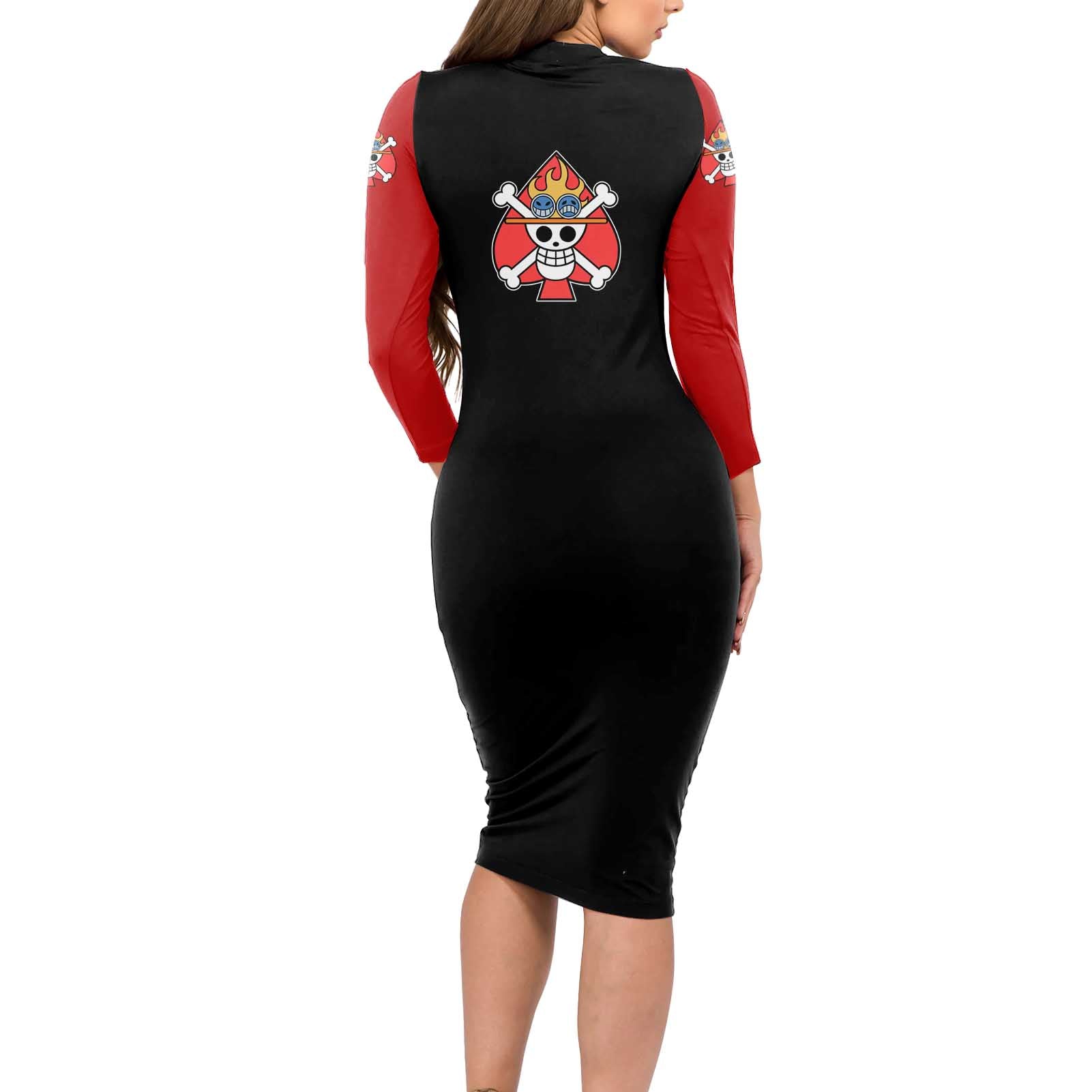Portgas D.Ace - One Piece Long Sleeve Bodycon Dress Anime Mix Manga Style