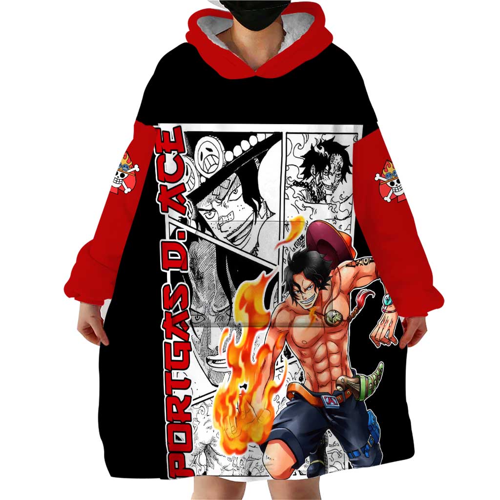 Portgas D.Ace - One Piece Wearable Blanket Hoodie Anime Mix Manga Style
