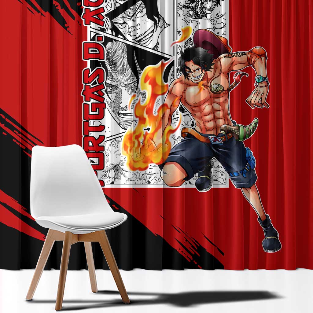Portgas D.Ace - One Piece Window Curtain Anime Mix Manga Style