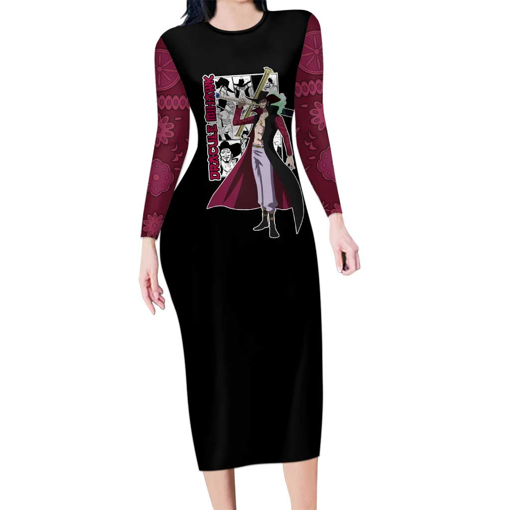 Dracule Mihawk - One Piece Long Sleeve Bodycon Dress Anime Mix Manga Style