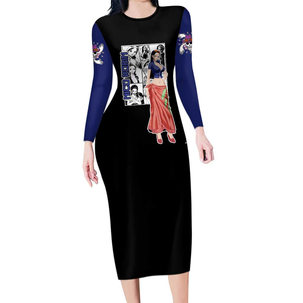 Nico Robin - One Piece Long Sleeve Bodycon Dress Anime Mix Manga Style