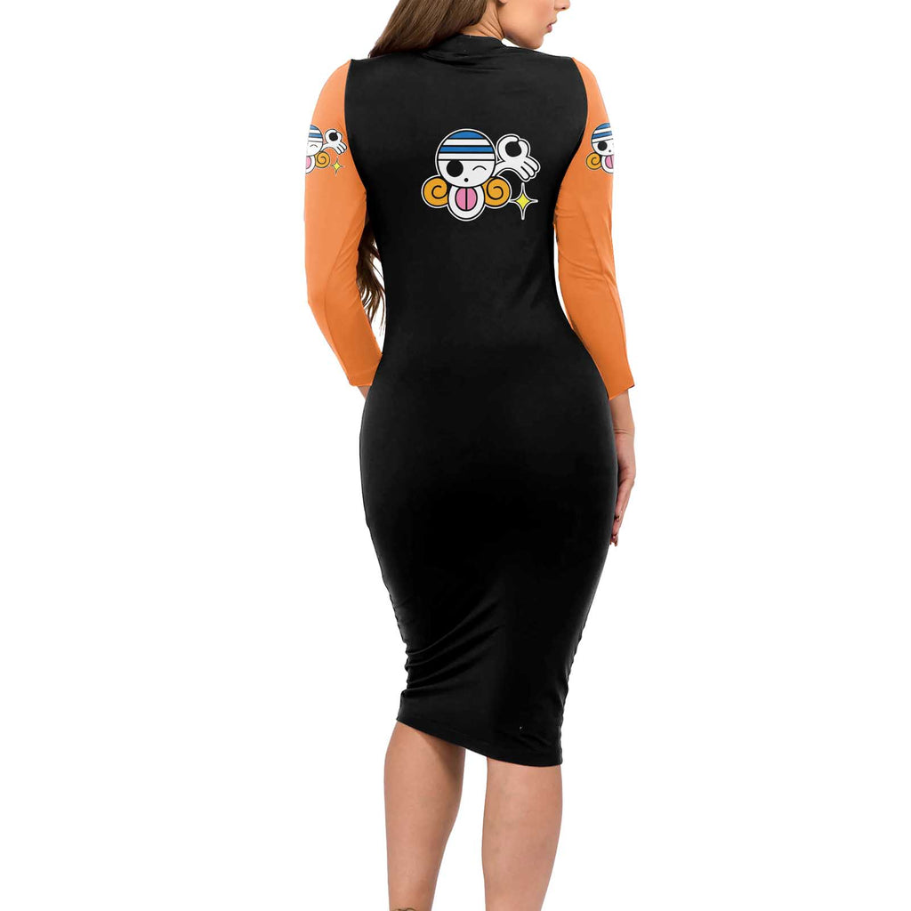 Nami - One Piece Long Sleeve Bodycon Dress Anime Mix Manga Style