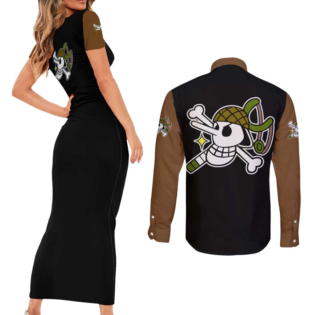 Usopp - One Piece Couples Matching Short Sleeve Bodycon Dress and Long Sleeve Button Shirt Anime Mix Manga Style