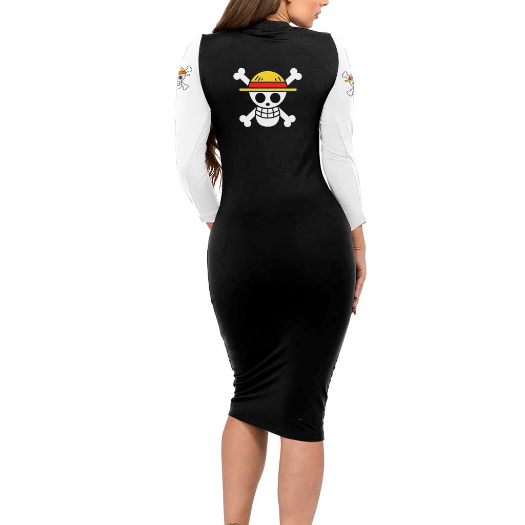 Luffy Gear 5 - One Piece Long Sleeve Bodycon Dress Anime Mix Manga Style
