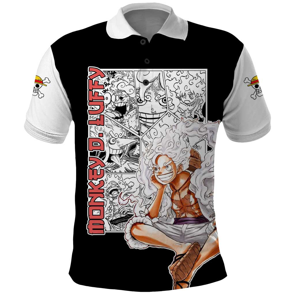 Luffy Gear 5 - One Piece Polo Shirt Anime Mix Manga Style