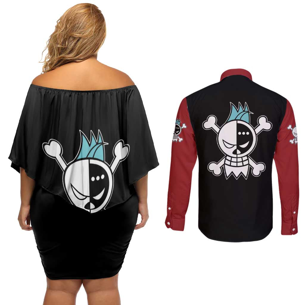 Franky - One Piece Couples Matching Off Shoulder Short Dress and Long Sleeve Button Shirt Anime Mix Manga Style