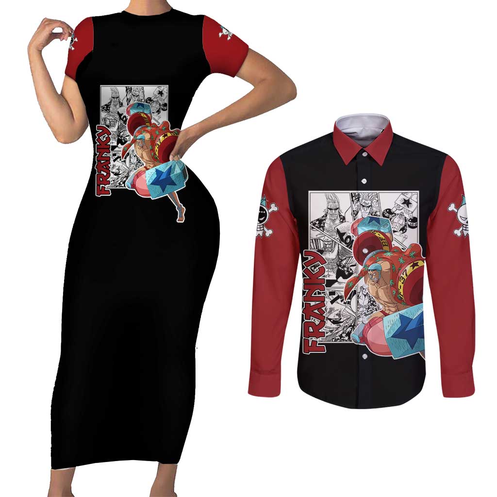 Franky - One Piece Couples Matching Short Sleeve Bodycon Dress and Long Sleeve Button Shirt Anime Mix Manga Style