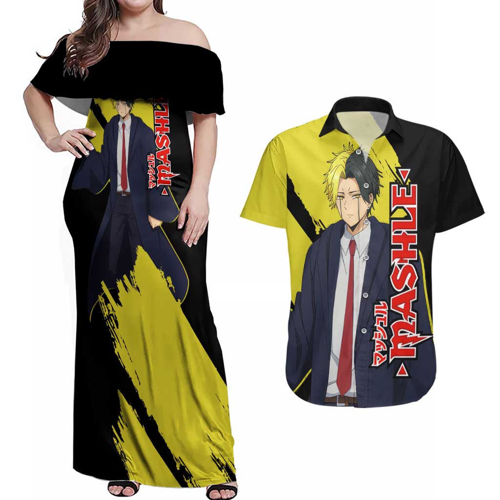 Rayne Ames - Magic And Muscles Couples Matching Off Shoulder Maxi Dress and Hawaiian Shirt Anime Style