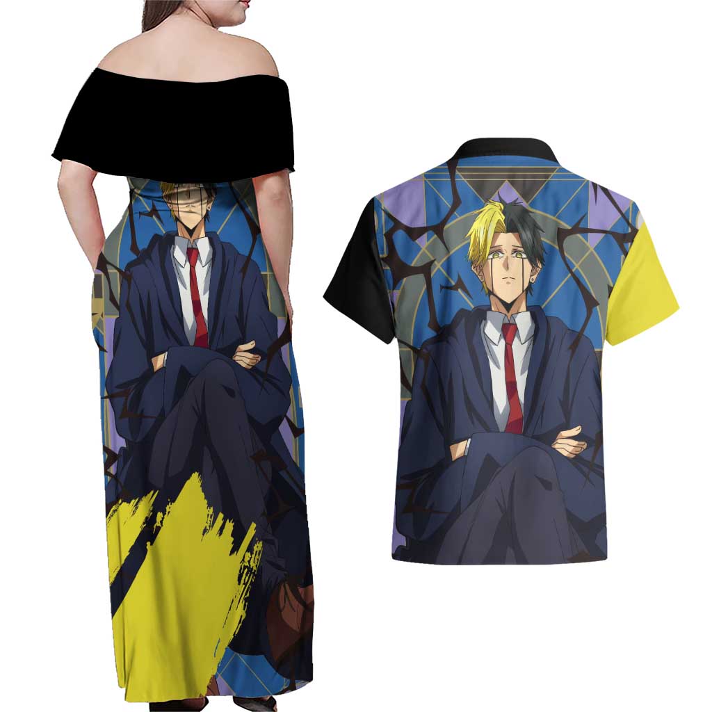 Rayne Ames - Magic And Muscles Couples Matching Off Shoulder Maxi Dress and Hawaiian Shirt Anime Style
