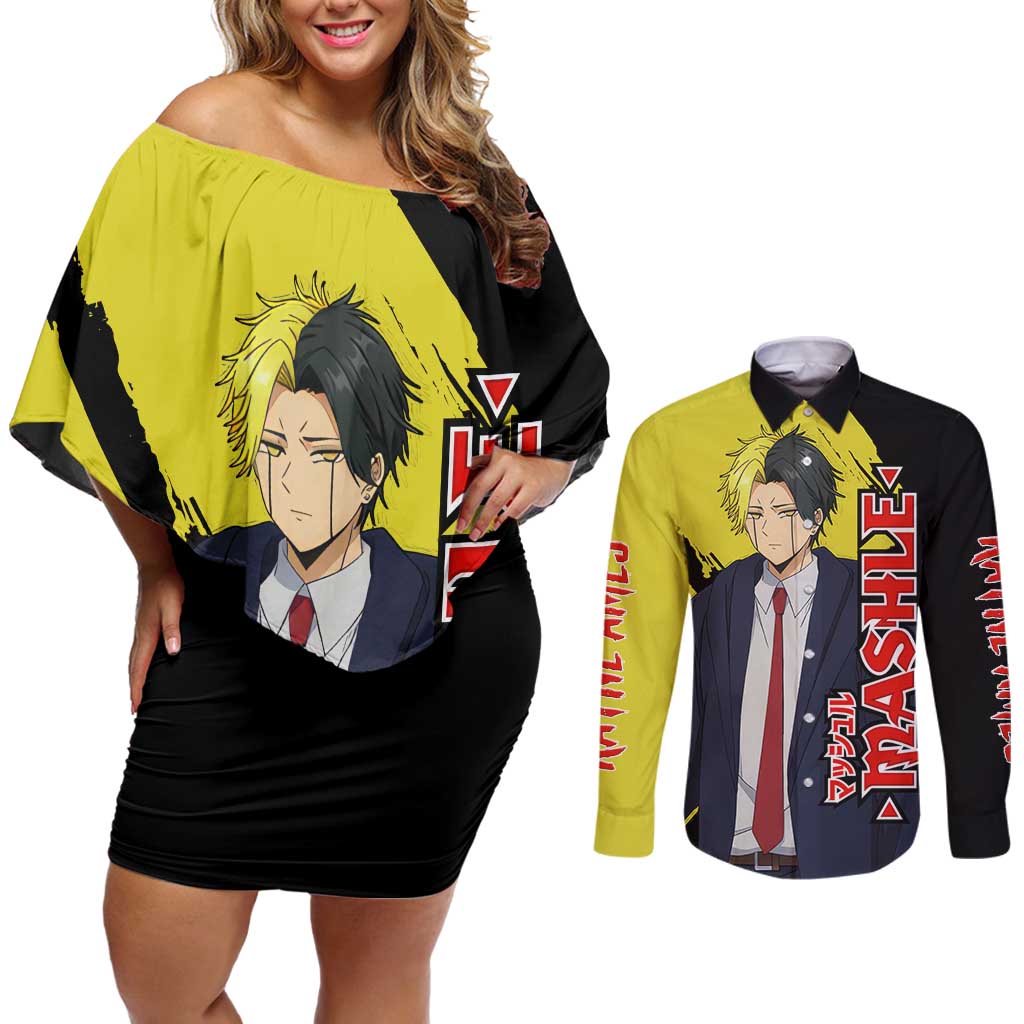 Rayne Ames - Magic And Muscles Couples Matching Off Shoulder Short Dress and Long Sleeve Button Shirt Anime Style