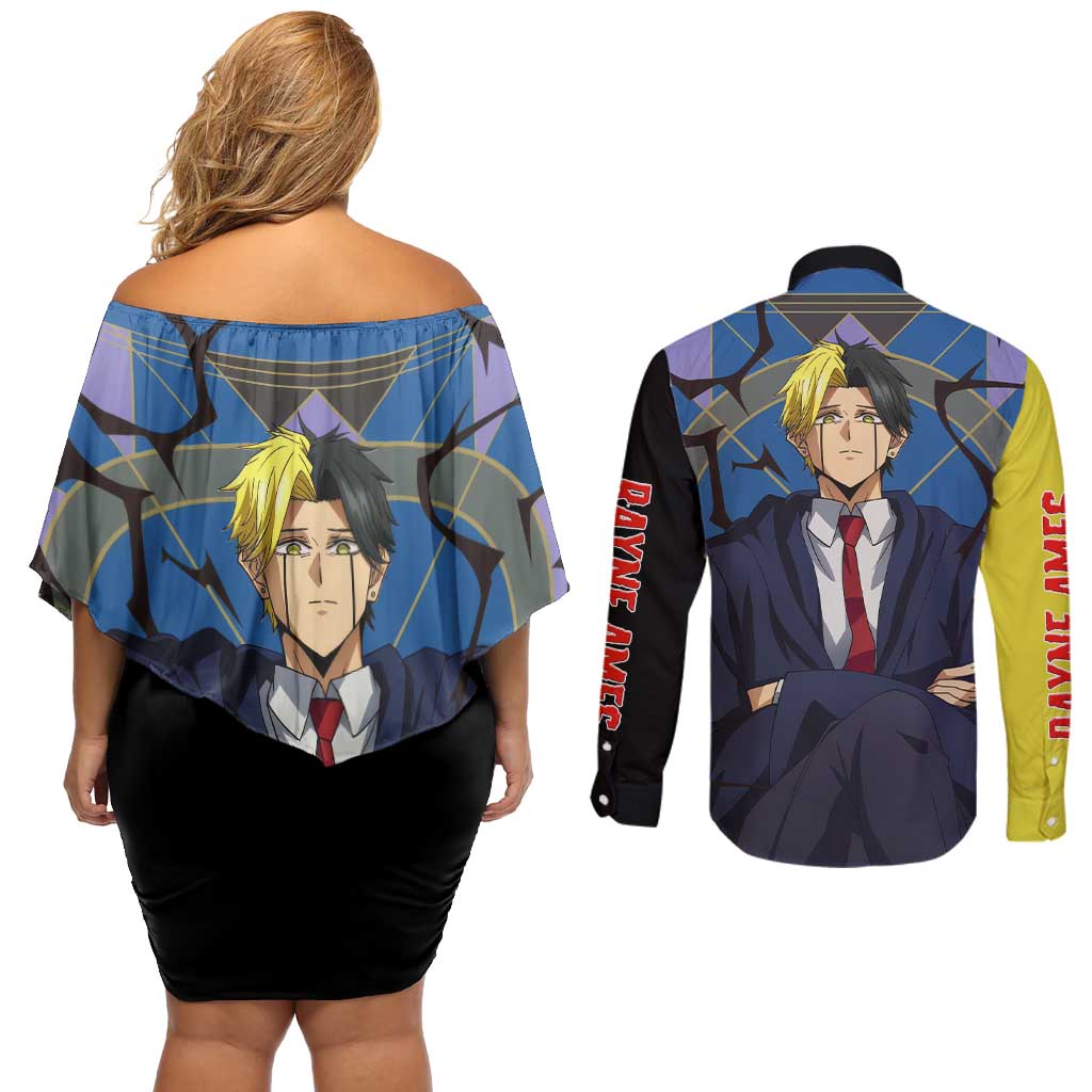 Rayne Ames - Magic And Muscles Couples Matching Off Shoulder Short Dress and Long Sleeve Button Shirt Anime Style