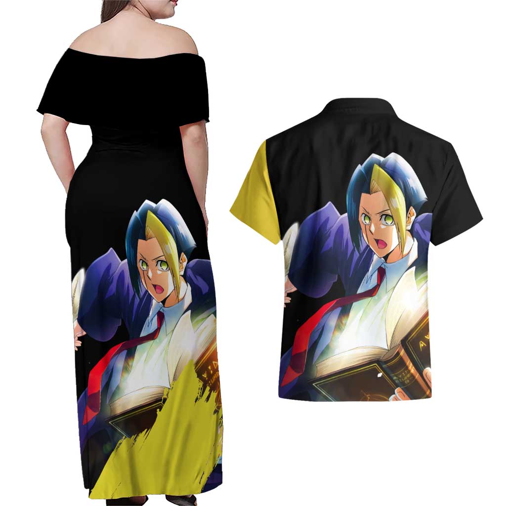 Finn Ames - Magic And Muscles Couples Matching Off Shoulder Maxi Dress and Hawaiian Shirt Anime Style