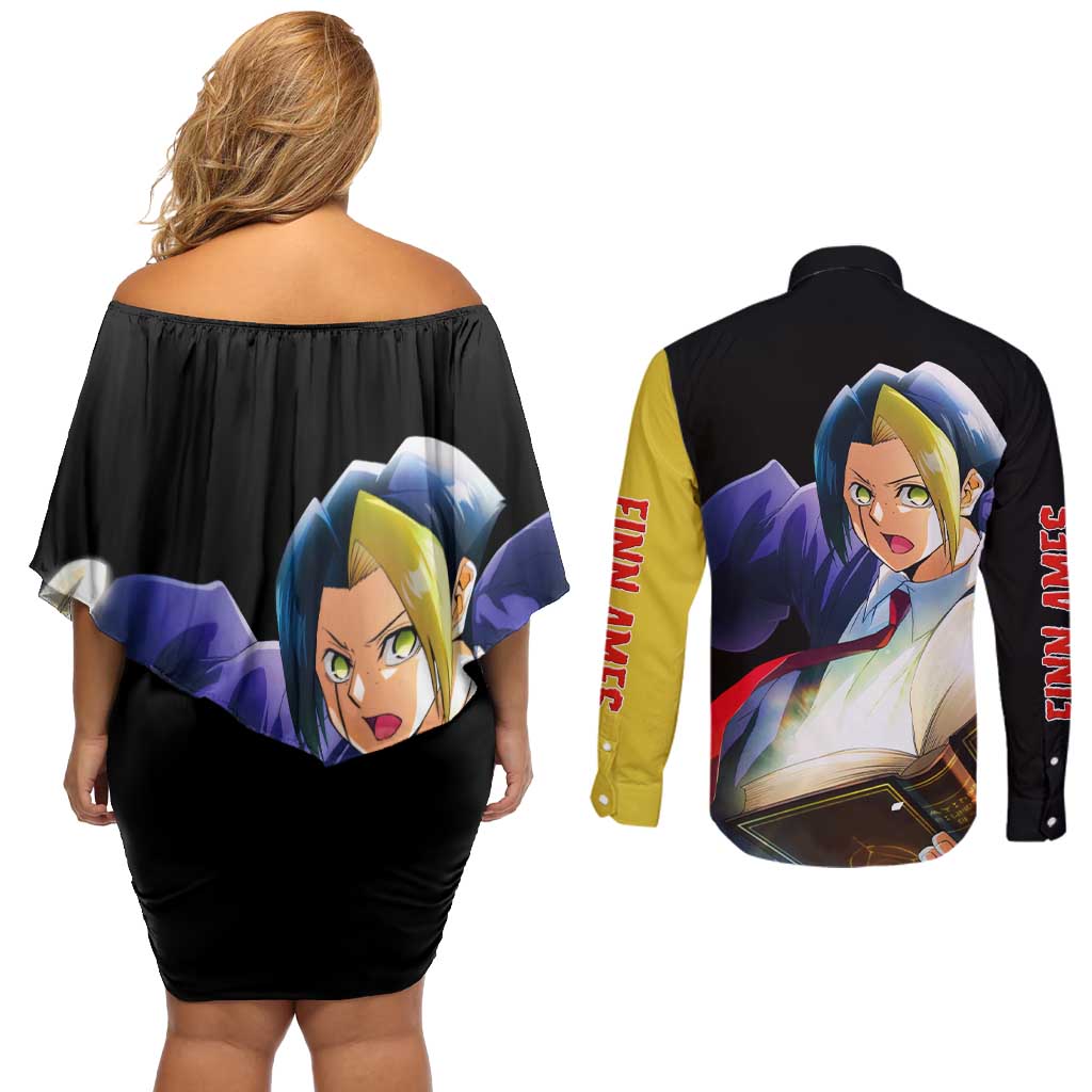 Finn Ames - Magic And Muscles Couples Matching Off Shoulder Short Dress and Long Sleeve Button Shirt Anime Style