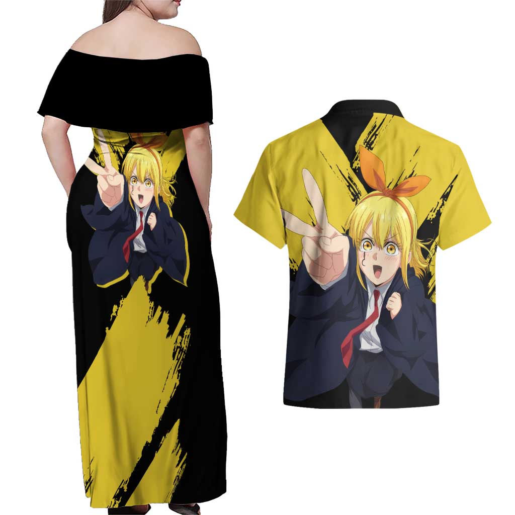 Lemon Irvine - Shakugan no Shana Couples Matching Off Shoulder Maxi Dress and Hawaiian Shirt Anime Style