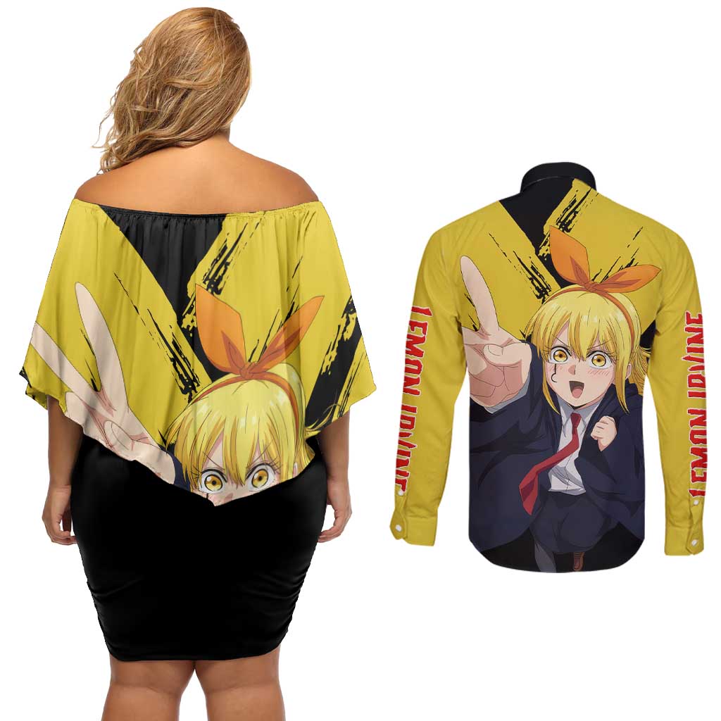 Lemon Irvine - Shakugan no Shana Couples Matching Off Shoulder Short Dress and Long Sleeve Button Shirt Anime Style