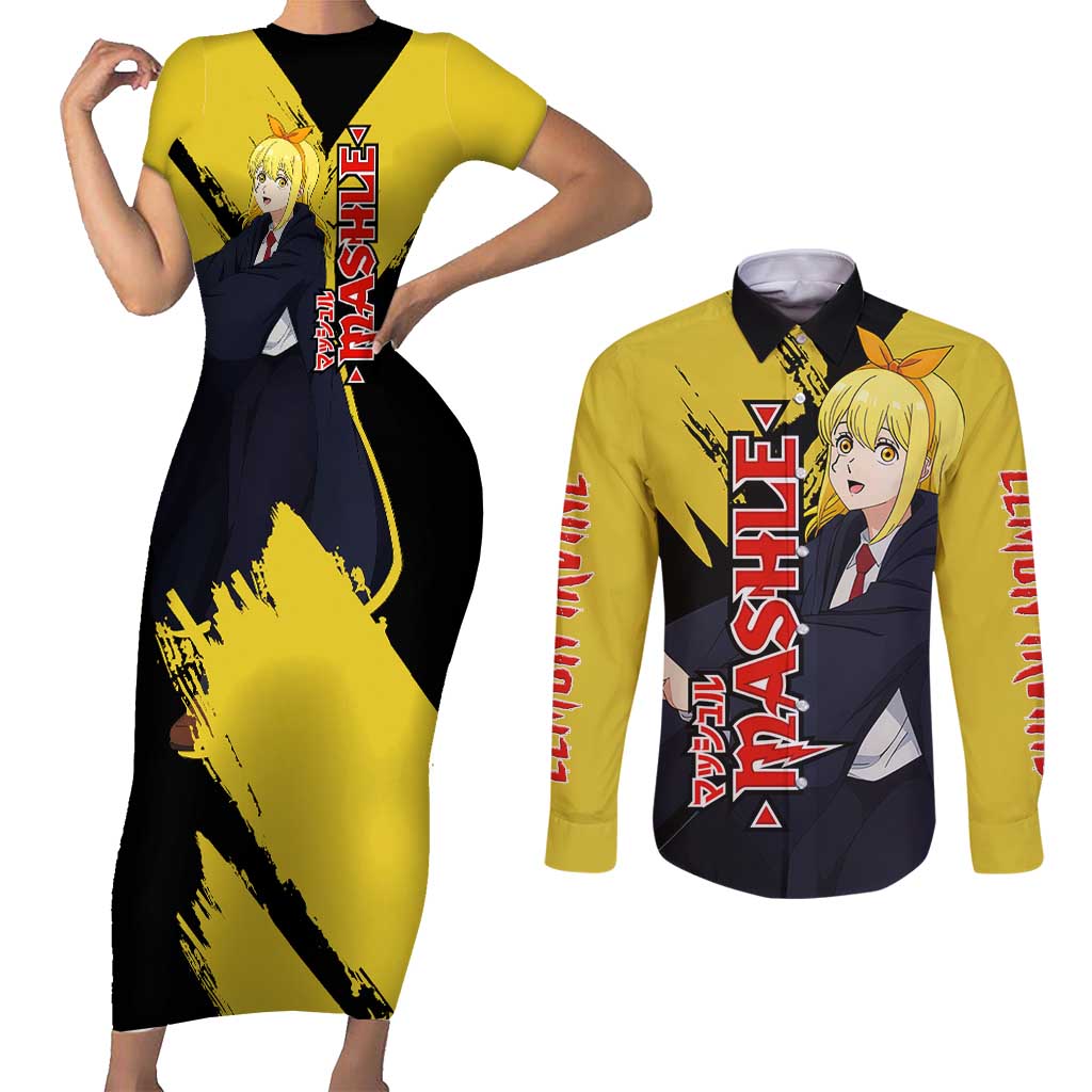 Lemon Irvine - Shakugan no Shana Couples Matching Short Sleeve Bodycon Dress and Long Sleeve Button Shirt Anime Style