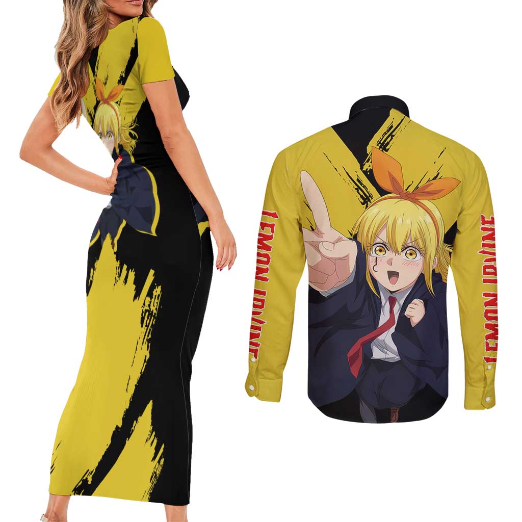 Lemon Irvine - Shakugan no Shana Couples Matching Short Sleeve Bodycon Dress and Long Sleeve Button Shirt Anime Style