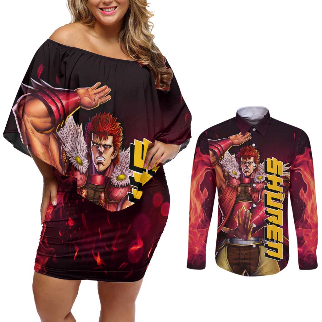 Shuren - Fist Of The North Star Couples Matching Off Shoulder Short Dress and Long Sleeve Button Shirt Anime Style