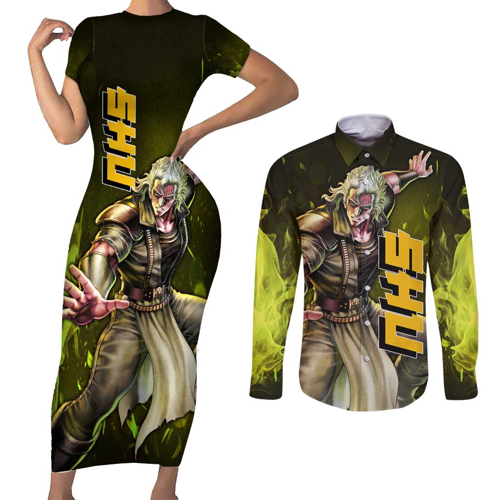 Shu - Fist Of The North Star Couples Matching Short Sleeve Bodycon Dress and Long Sleeve Button Shirt Anime Style