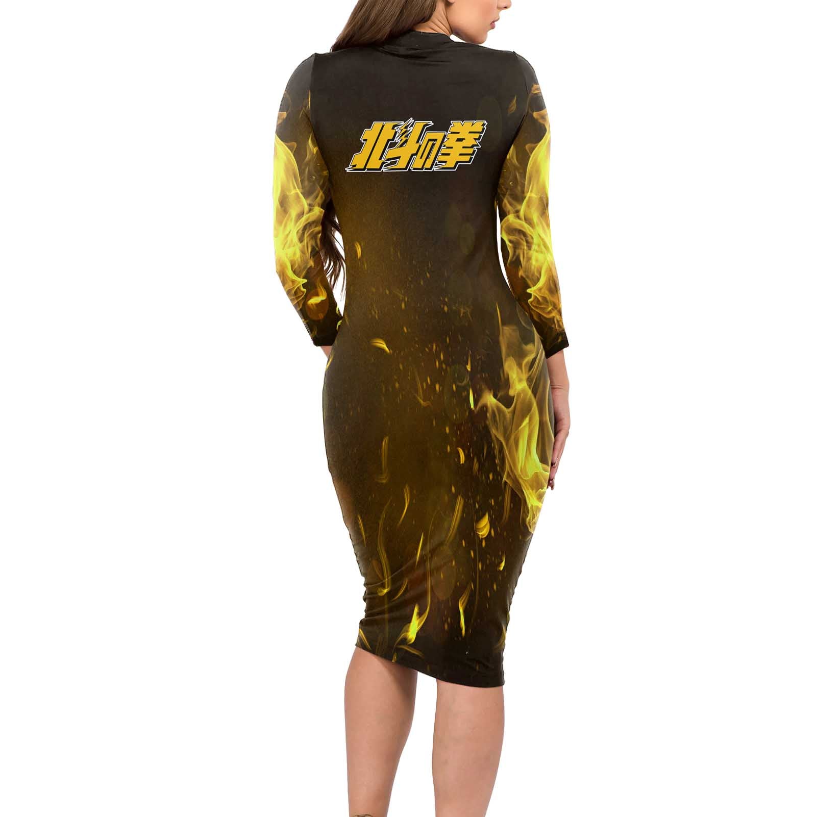 Young - Fist Of The North Star Long Sleeve Bodycon Dress Anime Style