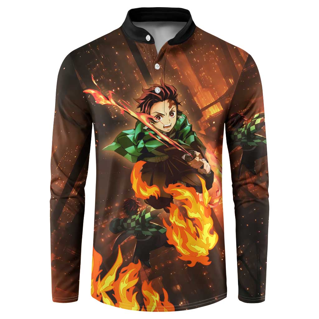 Kamado Tanjiro in Infinity Castle - Demon Slayer Button Sweatshirt Anime Style