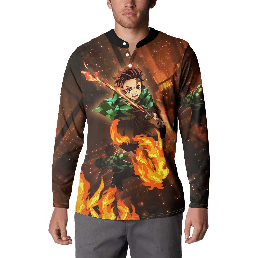 Kamado Tanjiro in Infinity Castle - Demon Slayer Button Sweatshirt Anime Style