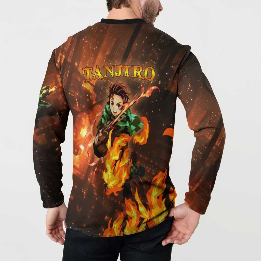 Kamado Tanjiro in Infinity Castle - Demon Slayer Button Sweatshirt Anime Style